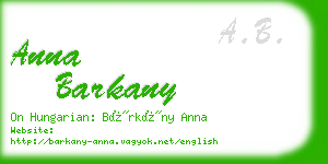 anna barkany business card